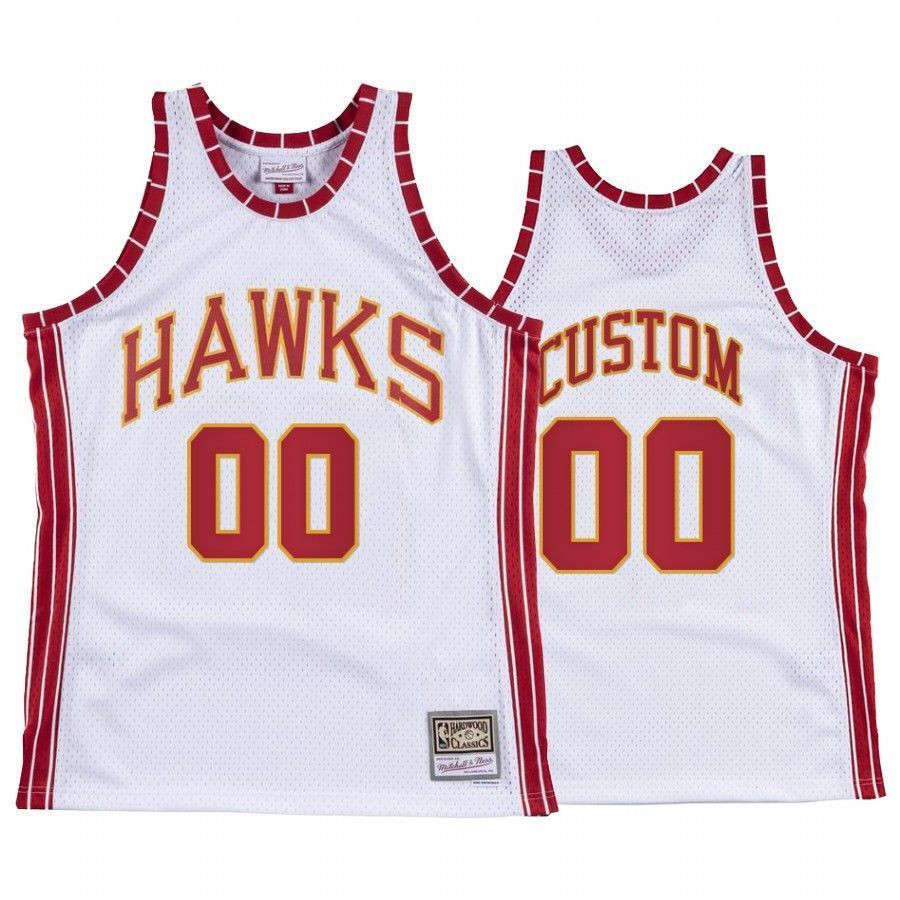 Men's Custom 00 Atlanta Hawks Hardwood Classics Jersey White