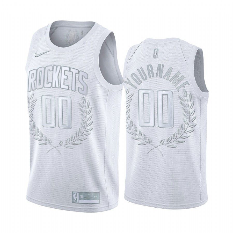 Men's Custom 00 Houston Rockets White Glory Awards Jersey