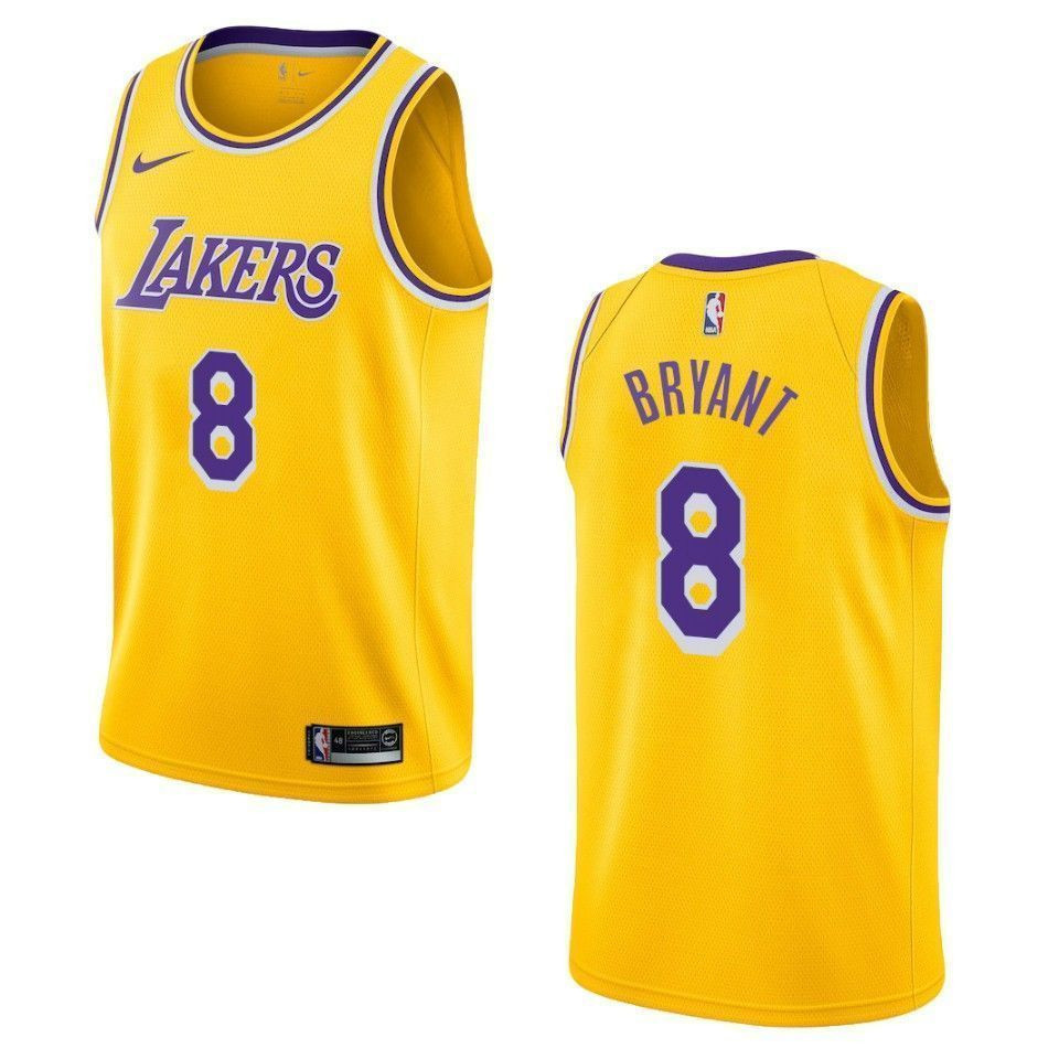 Men's Los Angeles Lakers 8 Kobe Bryant Icon Swingman Jersey - Gold