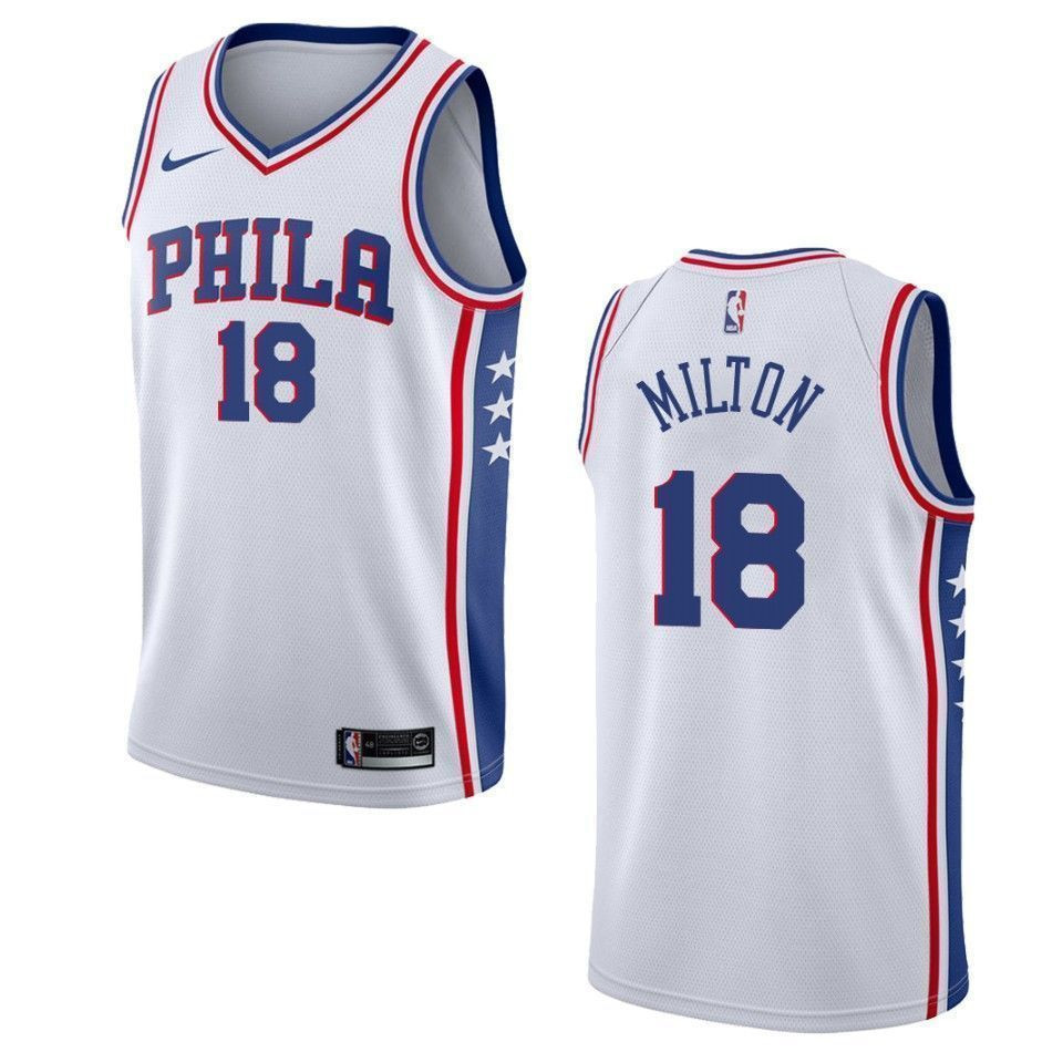 Men's Philadelphia 76ers 18 Shake Milton Association Swingman Jersey - White